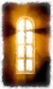 Mysterious window. Painted abstract illustration. Royalty Free Stock Photo