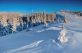 Mysterious winter landscape majestic mountains in . In anticipation of the holiday. Dramatic wintry scene. Happy New