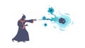 Mysterious Wizard Casting Magic Spell Fantasy Character, vector design Generative AI Royalty Free Stock Photo