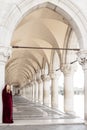 Mysterious woman in red cloak Royalty Free Stock Photo