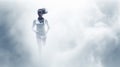 Mysterious Woman Soaring Through Clouds: A Captivating Image Of Baffling Intensity