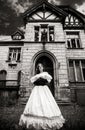 Mysterious woman in a white Victorian dress Royalty Free Stock Photo