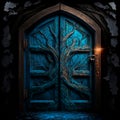 Mysterious wooden door with patterns Royalty Free Stock Photo