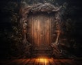 Mysterious wooden door with patterns.