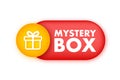 Mystery box banner. Packaging for concept design. Surprise present. Package design. Help symbol. Question mark icon Royalty Free Stock Photo