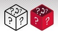 Mystery box or random loot box and gift box with line art vector icon for games and apps