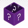 Mystery box or random loot box and gift box with line art vector icon for games and apps