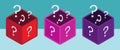 Mystery box or random loot box and gift box with line art vector icon for games and apps