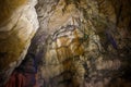 Mystery cave tunnel underground, limestone geologic