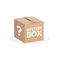 Mystery contest box, lucky prize present surprise secret. Mystery box gift question icon Royalty Free Stock Photo