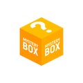 Mystery contest box, lucky prize present surprise secret. Mystery box gift question icon Royalty Free Stock Photo