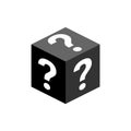 Mystery contest box, lucky prize present surprise secret. Mystery box gift question icon Royalty Free Stock Photo