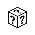 Mystery contest box, lucky prize present surprise secret. Mystery box gift question icon