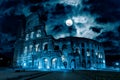 Mystery creepy view of Colosseum Coliseum at night, Rome, Italy Royalty Free Stock Photo