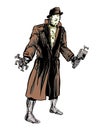 Mystery cyborg comic book character illustration