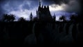 Mystery dark castle with ghosts. Fear. Realistic 4k animation.