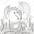 Mystery dragon coloring page Royalty Free Stock Photo