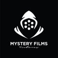 Mystery Films Studio Movie Video Cinema Cinematography Film Production logo design vector icon illustration