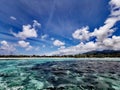 Mystery island, Ocean, blue sky and clouds @ Vanuatu Royalty Free Stock Photo