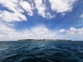 Mystery island, Ocean, blue sky and clouds @ Vanuatu Royalty Free Stock Photo