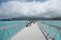 Mystery Island Jetty with Mountain View Royalty Free Stock Photo