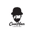 Mystery man with beard and hat detective logo design vector graphic symbol icon illustration creative idea Royalty Free Stock Photo