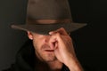 Mystery man with hat Royalty Free Stock Photo