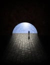 Mystery Man in Tunnel Royalty Free Stock Photo