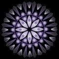Mystery mandala in intensiv ultra violet on black background. Traditional circle patterns. Tool for meditation and