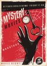 Mystery movies marathon retro cinema poster design Royalty Free Stock Photo