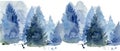 Mystery pine forest watercolor illustration