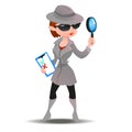Mystery shopper woman in spy coat Royalty Free Stock Photo