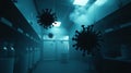 Mystic atmosphere of viruses in a biolaboratory with deep shadows