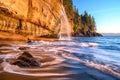 Mystic Beach surrounded by the sea with long exposure under the sunlight in Canada