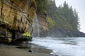 Mystic Beach with a waterfall along the Juan de Fuca Trail,British Columbia, Canada