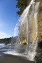 Mystic Beach Waterfall Cascades Vertical Portrait, Juan De Fuca Hike Pacific Northwest Vancouver Island