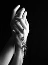 Mystic black & white female hand with gothic chain Royalty Free Stock Photo