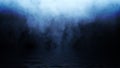 Mystic blue fire smoke on abstract background. Paranormal chemistry fog with reflection on the shore Royalty Free Stock Photo