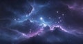 Mystic Blue Nebula with Glowing Star Clusters in Deep Cosmic Space Background Royalty Free Stock Photo