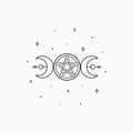 Mystic boho logo, design elements with moon, stars. Vector magic symbols isolated on white background