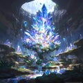 Mystic Cavern with Crystal Tree