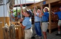 Mystic, CT: Crew Pulling Rope on Whaling Ship