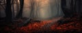 mystic dark forest in autumn AI generated