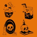 mystic dark halloween stickers collection vector design illustration