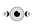 Mystic evil eye, line art esoteric sign. Occult symbol