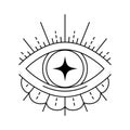 Mystic evil eye, line art esoteric sign. Occult symbol