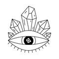 Mystic evil eye, line art esoteric sign. Occult symbol