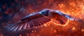 Concept Cosmic Fire, Hawks Flight, Mystical Spectacle Mystic Flight A Hawk Amidst Cosmic Fire