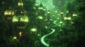 Mystic Forest Treehouses with Glowing Lanterns Amongst Twinkling Foliage