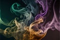 Abstract Fumes: A Dynamic Burst of Colorful Smoke on Black
